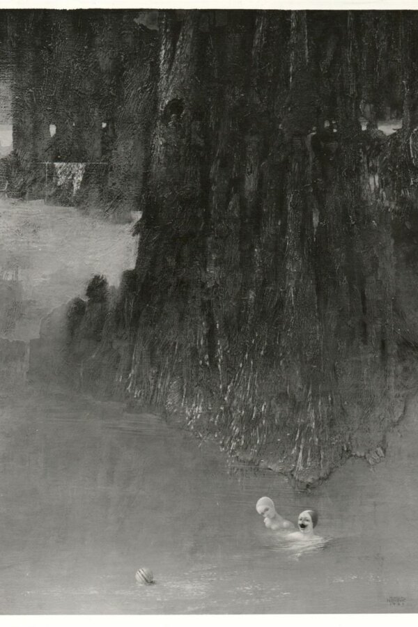 Nikolaj Feďkovič, Krajina s plavcami, 1984, olej